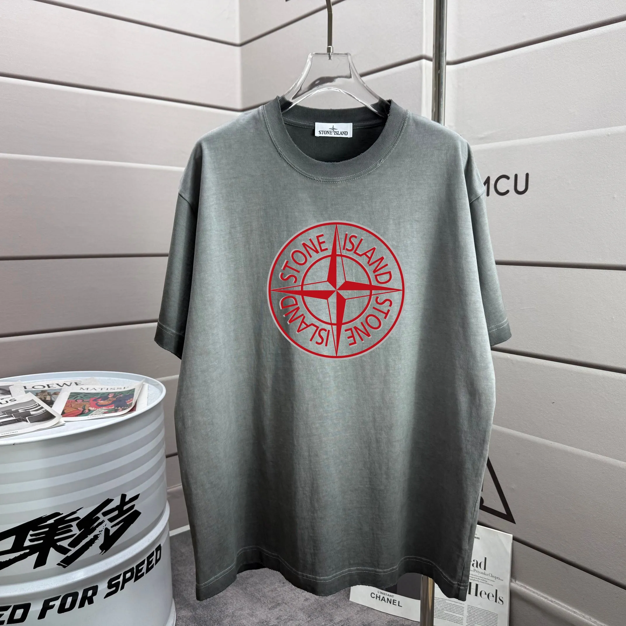 P160 Ston* islan* 石*岛 2025 autumn and winter new style, washed and worn 320g round neck short-sleeved tee, loose version for men and women, color: washed black, washed white, washed gray, washed brown gray Size: S M L XL XXL Size: S (90-130 catties) M (120-150 catties) L (140-165 catties) (160-180 catties) XXL (180-210 catties)
